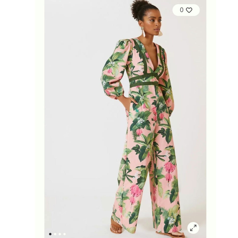 Farm Rio Deep- V Floral Jumpsuit Size: M New
